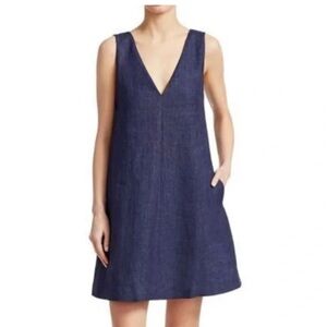 Theory Deep Blue V-Neck Mini Dress